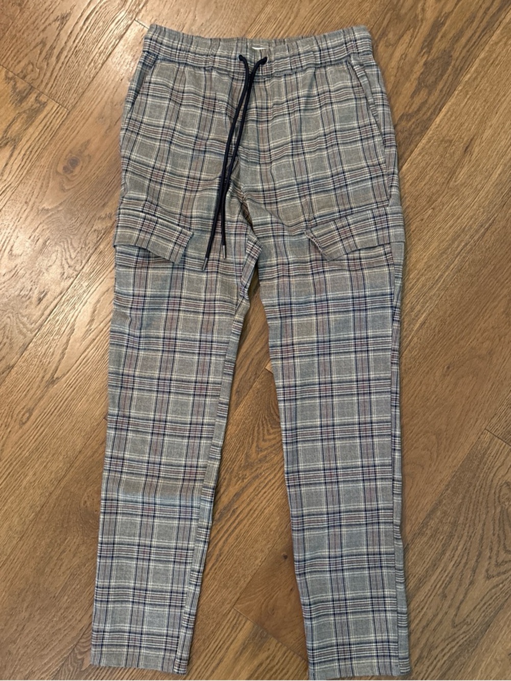 PacSun Plaid Drawstring Chinos in Gray and Black